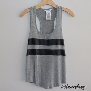 BCBGeneration Leather Stripe Tank XXS Grey, Black